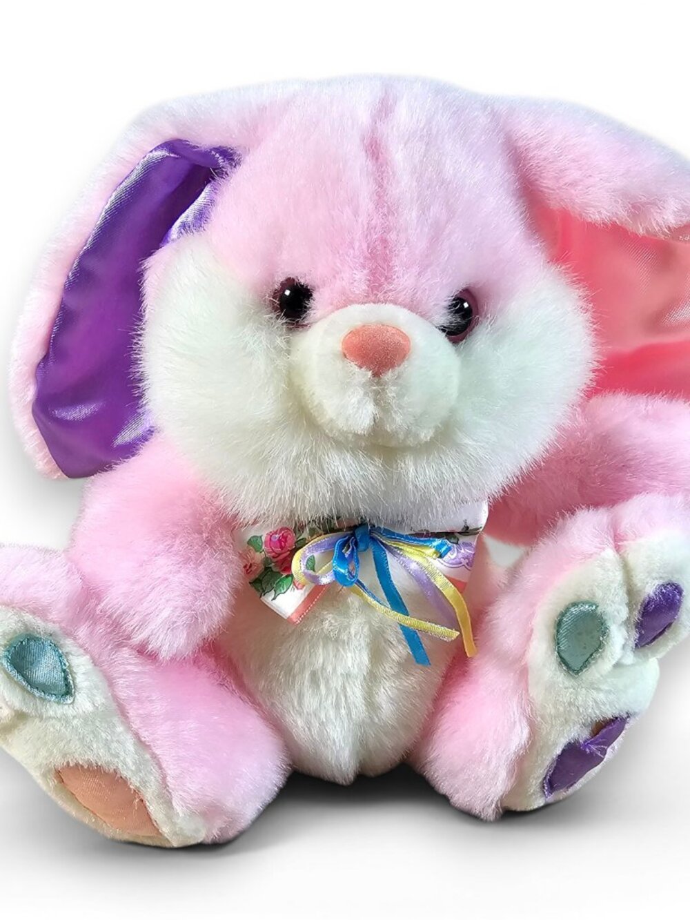 Kids of America Bunny Rabbit Plush Stuffed Toy Pink Satin Ears Vintage 1989 9"
